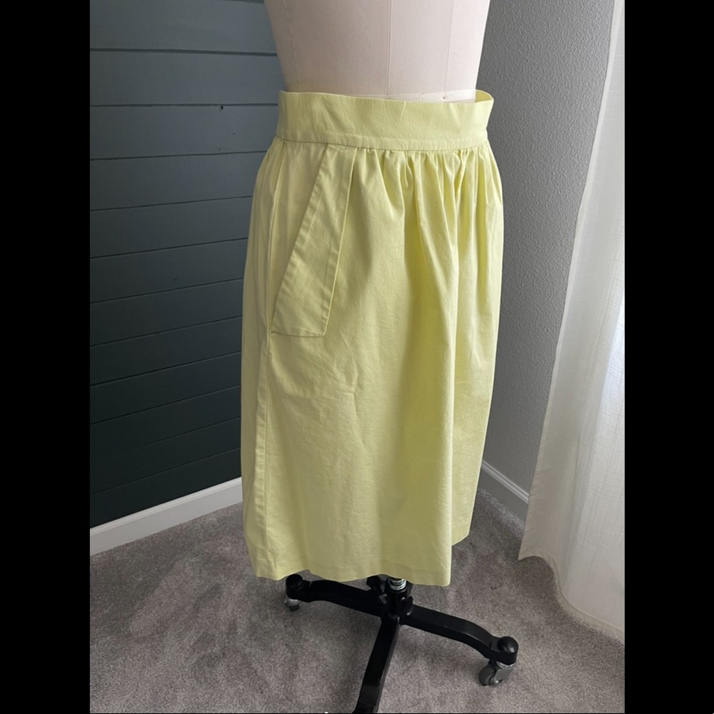 Nathalie Dumeix Paris Midi Skirt Chartreuse Pastel Neon Green Yellow FR 38